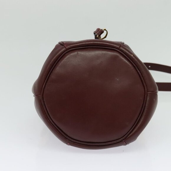 CARTIER Must Line Shoulder Bag Leather Bordeaux Gold Auth - Picture 12 of 14